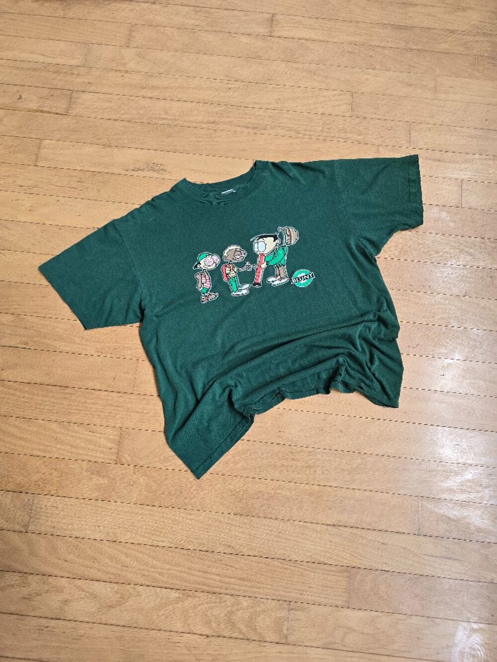 vintage 90's Blunt Skate hunter green graphic print single stitch boxy t-shirt